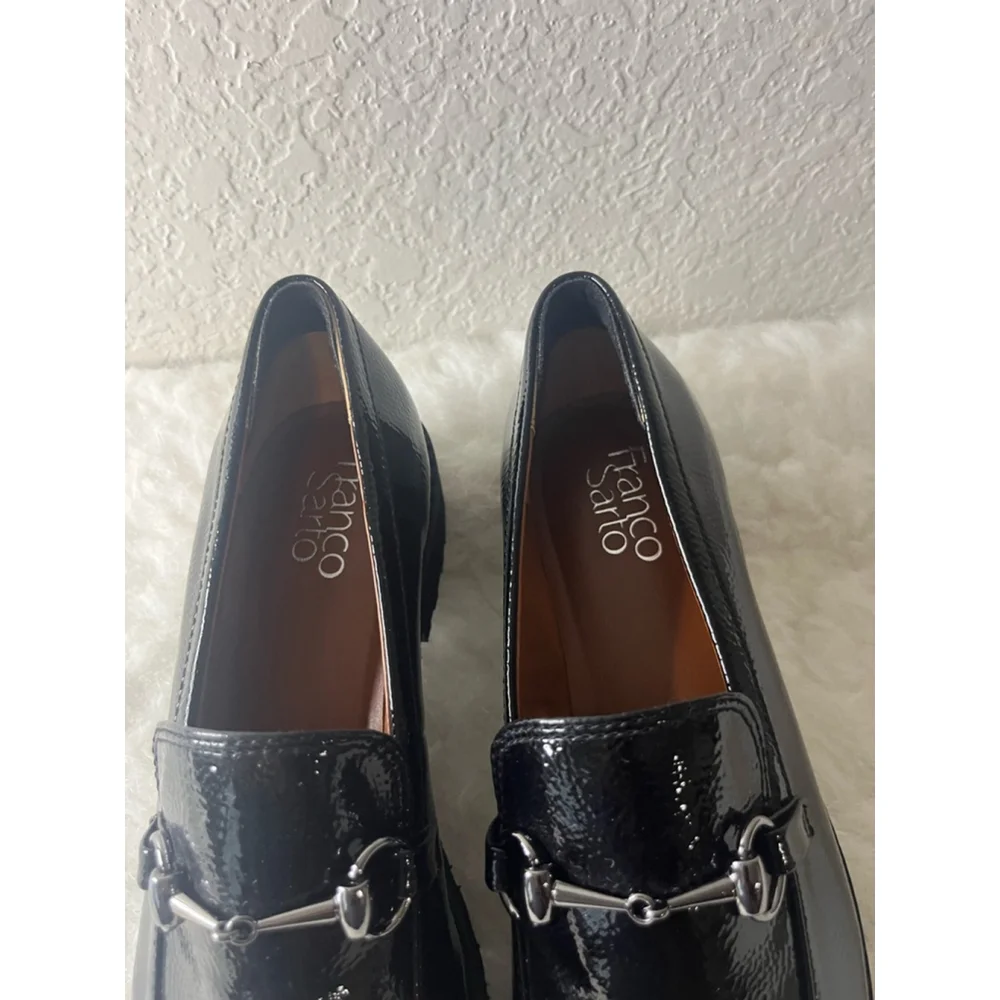 Franco Sarto Cason Black Loafers Faux Leather Women Size 9.5M